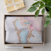 Papier Mousseline Marbre Agate Populaire Blue Rose Gold Collection (Cadeau)