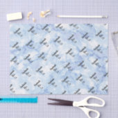 Papier Mousseline Marbre Blanc Bleu Clair (Artisanat)