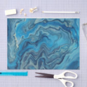 Papier Mousseline Marbre blanc cyan bleu Acrylique Abstraction (Artisanat)