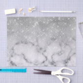 Papier Mousseline Marbre blanc de Parties scintillant argenté Ombre (Artisanat)