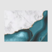 Papier Mousseline Marbre blanc doré Turquoise Bleu Agate (Recto)