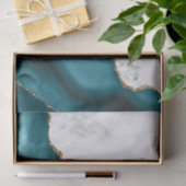 Papier Mousseline Marbre blanc doré Turquoise Bleu Agate (Cadeau)