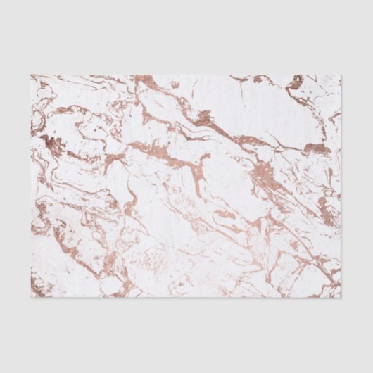 Papier Mousseline Marbre blanc rose d'or chic moderne (Recto)