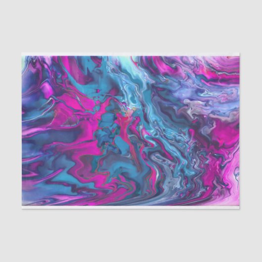 Papier Mousseline Marbre bleu et rose Acrylique Abstraction (Recto)
