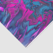 Papier Mousseline Marbre bleu et rose Acrylique Abstraction (Détail)