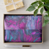 Papier Mousseline Marbre bleu et rose Acrylique Abstraction (Cadeau)