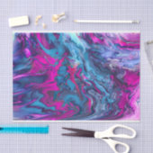 Papier Mousseline Marbre bleu et rose Acrylique Abstraction (Artisanat)