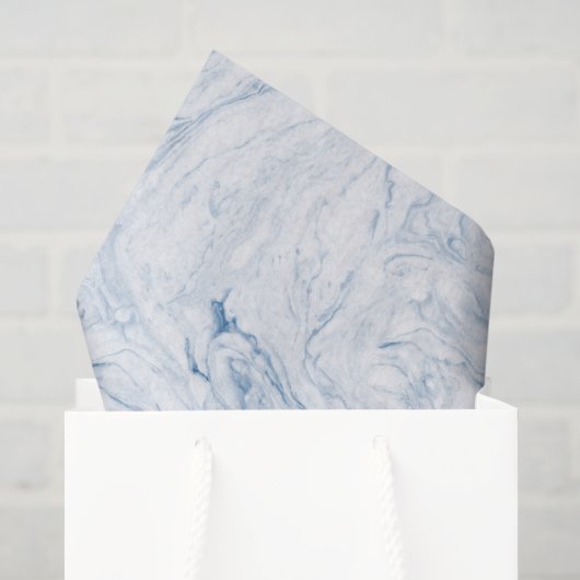 Papier Mousseline Marbre Bleu Haven (Sac cadeau)