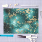 Papier Mousseline Marbre de l'espace Noir vert étoile doré (Artisanat)