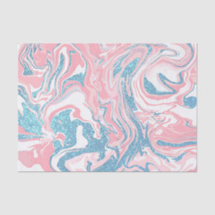 Papier Mousseline Marbre de Parties scintillant bleu rose moderne