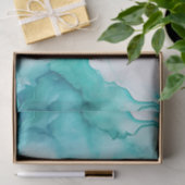 Papier Mousseline Marbre d'encre or Mint Aqua (Cadeau)