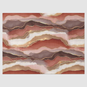 Papier Mousseline Marbre doré marron rouille Contemporain