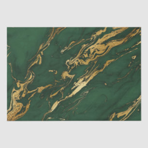 Papier Mousseline Marbre élégant vert émeraude et or