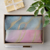 Papier Mousseline Marbre Faux Navy, Aqua, Rose, Or (Cadeau)