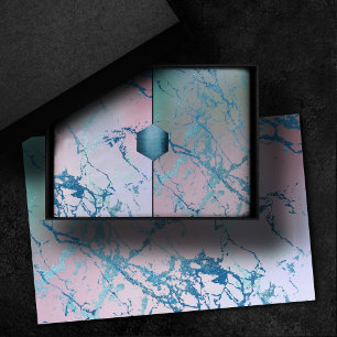 Papier Mousseline Marbre iridescent Faux bleu rose holographique t