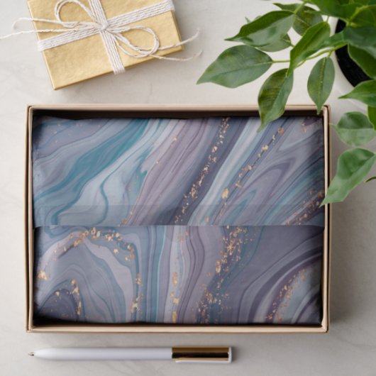 Papier Mousseline Marbre liquide violet et gris (Cadeau)