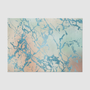 Papier Mousseline Marbre Luxe Belle Veine Jaune et Corail Turquois