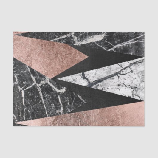 Papier Mousseline Marbre moderne élégant, or rose, et triangle noire (Recto)