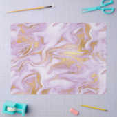 Papier Mousseline Marbre Moderne Violet Clair, Blanc et Or (Artisanat)