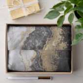 Papier Mousseline Marbre noir avec or assez (Cadeau)