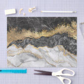Papier Mousseline Marbre noir avec or assez (Artisanat)