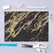 Papier Mousseline Marbre or et noir (Artisanat)