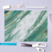 Papier Mousseline Marbre peint accentué vert d'or vert de jade (Artisanat)