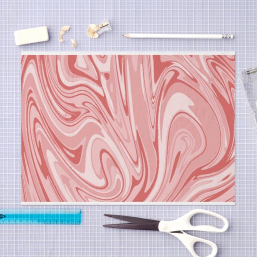 Papier Mousseline Marbre rose (Artisanat)
