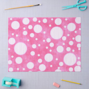 Papier Mousseline Marbre rose Blanc Pois Motif Découpage