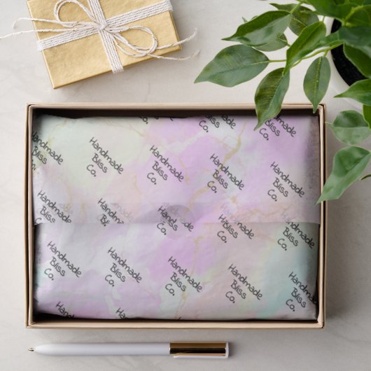 Papier Mousseline Marbre Rose Coloré Douce (Cadeau)