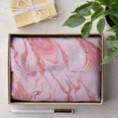 Papier Mousseline Marbre rose et or (Cadeau)