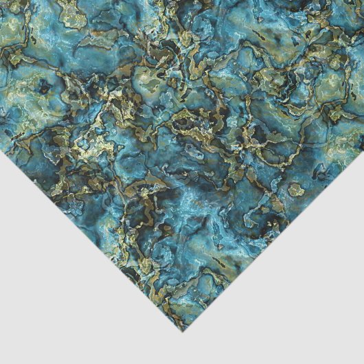Papier Mousseline Marbré Turquoise Turquoise Faux Gold Agate Art Mot (Détail)