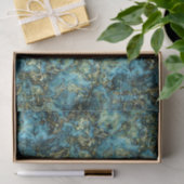 Papier Mousseline Marbré Turquoise Turquoise Faux Gold Agate Art Mot (Cadeau)
