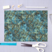 Papier Mousseline Marbré Turquoise Turquoise Faux Gold Agate Art Mot (Artisanat)