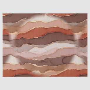 Papier Mousseline Marbre Veine d'Or Terracotta - Luxe Chaud