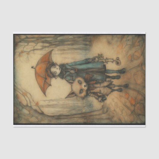 Papier Mousseline Marcher avec un Fox (Recto)