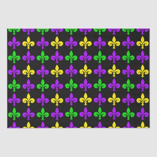 Papier Mousseline Mardi Gras Fleur de Lis Motif (Recto)