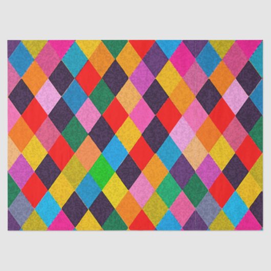 Papier Mousseline MARDI GRAS HARLEQUIN MOTIF coloré Rhombi (Recto)