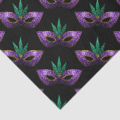 Papier Mousseline Mardi Gras Masque violet vert or éclaboussures mot (Détail)