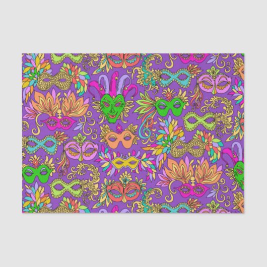 Papier Mousseline Mardi Gras Masquerade Masques Masques Vert violet (Recto)