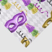 Papier Mousseline Mardi Gras Masques Vert Violet Or Jaune (Détail)