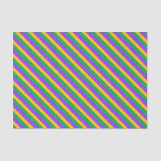 Papier Mousseline Mardi Gras Stripes Motif violet vert jaune (Recto)