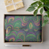 Papier Mousseline Mardi Gras vert violet tourbillonne abstrait (Cadeau)