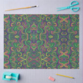 Papier Mousseline Mardi Gras vert violet tourbillonne abstrait (Artisanat)