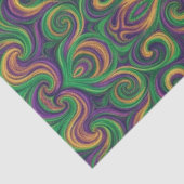 Papier Mousseline Mardi Gras vert violet tourbillonne abstrait (Détail)
