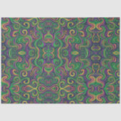 Papier Mousseline Mardi Gras vert violet tourbillonne abstrait (Recto)