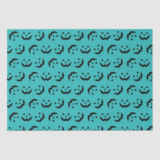 Papier Mousseline Mare turquoise Jack-o'-lantern citrouille face Hal (Recto)