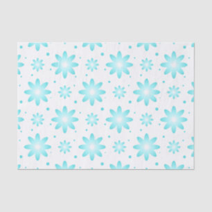 Papier Mousseline Marguerite délicate blanche et turquoise, point mo