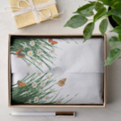 Papier Mousseline Marguerite Vert Herbe Orange Papillons (Cadeau)