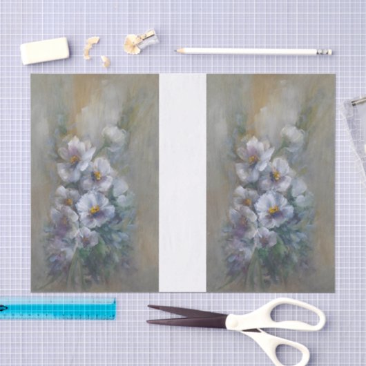 Papier Mousseline Marguerites blanches DBL (Artisanat)